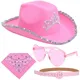 Casquettes de cowboy western pour femmes et filles chapeau de cowgirl rose diadème costume de