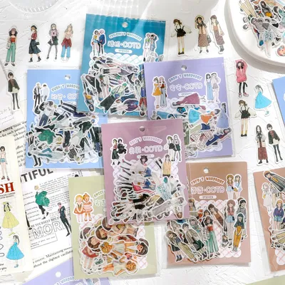 Autocollants adorables filles et garçons 40 pièces stickers en papier album photo journal