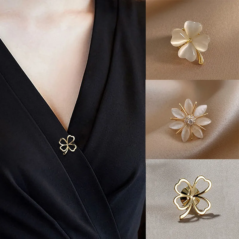 Ensemble de broches à la mode pour femmes, broches à nœud fleuri en métal Anti-éblouissement, épingles à revers fixes pour vêtements, pull, manteau, accessoires pour vêtements