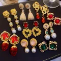 Minar-Boucles d'oreilles pendantes en biscuits coeur torsadé en or vintage pour femmes déclaration