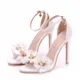 Sandales florales à talons hauts pour femmes chaussures de mariage robe sexy laçage sangle de