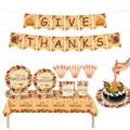 Set de vaisselle et serviettes de table pour Thanksgiving 177 pièces assiettes et serviettes