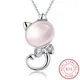 925 Sterling Silver Pink Moon Light Stone Cat Pendentif Collier Pour Femme Cadeau 45cm Lien