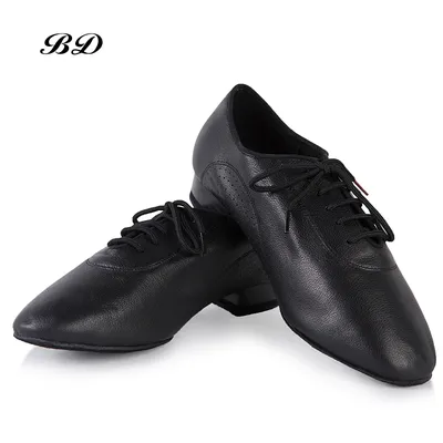Chaussures en cuir véritable pour hommes haut de gamme de danse latine chaussure de salle de bal
