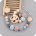 Attache-tétine en bois pour bébé ensemble de bracelets de dentition perles en silicone jouets