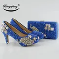 Peacock Royal Pearl Diamonds Shoes pour femmes Escarpins Chaussures de mariée Strass Haute