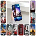 Coque de téléphone en silicone de luxe pour Samsung coque ultra fine Londres Eiffel Paris S22
