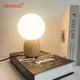 Lampe de table en bois nordique blanc lait boule de verre décoration de chambre à coucher étude