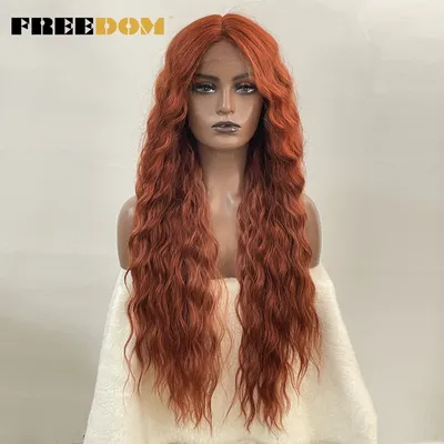 FREEDOM – perruque de Cosplay synthétique cheveux longs et ondulés couleur ombré blond gingembre
