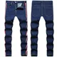 FJN-Jean à rayures latérales en coton pour homme pantalon en denim élastique droit style