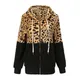 Manteau en peluche patchwork léopard pour femme veste en fausse fourrure pull en fourrure sweat à