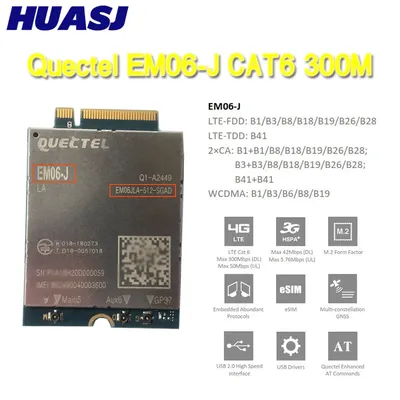 Huasj quectel EM06-J la persévérance Cat 6 LTE-A et UMTS/HSPA 300M NGFF 4G Tech utilise le Qualcomm