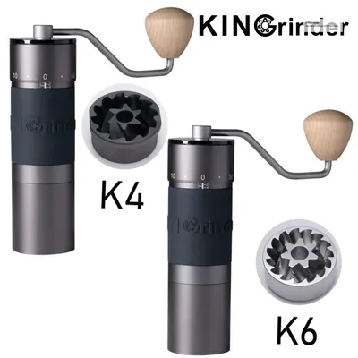 Kingrinder – moulin à café manuel K4 /K6 portable en acier inoxydable 420 avec bavures de placage