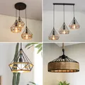 Lampe Suspendue en Corde de Chanvre Vintage Éclairage Industriel Rétro pour Loft Lustres pour la