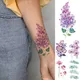 Tatouage autocollant temporaire imperméable peinture aquarelle lavande pivoine fleur Flash