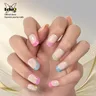 Colorful Rainbow Round Nails Short Fingernails Art Yellow Pink Green Bule Purple France Nails Nude