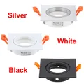 Square RecessedMounted Silver Aluminum GU10 MR16 Lamp Holder Spot Light Fixture Frame LED Ceiling