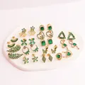 Boucles d'oreilles en plaqué or 18 carats avec pierre verte pour femme émeraude cubique bijoux de