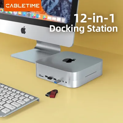CABLETIME – boîtier de Dock SATA pour Mac mini HDMI VGA Audio USB 3.0 HUB pour Mac mini M1 type-c