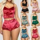 Sous-vêtements en velours pour femmes Sexy exquis avec petite dentelle pyjama en velours haut