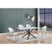 Best Quality Furniture Mixed Dining Set w/ Marble Wrapped Tempered Glass Top