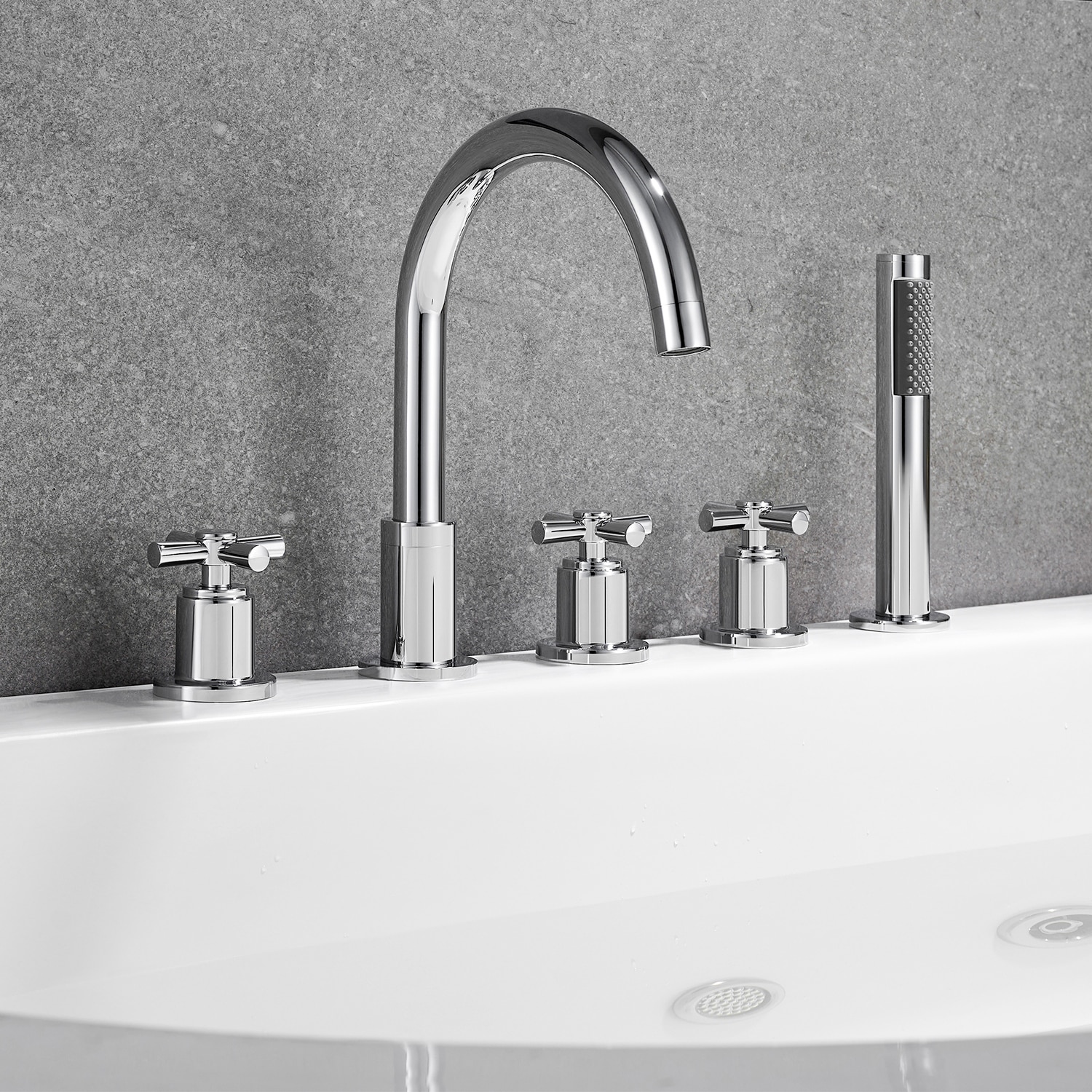 Altair Sorlia Cross Handles Deck-Mount Roman Tub Faucet with Handshower