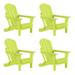 EXTRA PLATINUM Classic Outdoor Patio Folding Poly Adirondack Chairs (Set of 4) Lime