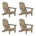 EXTRA PLATINUM Classic Outdoor Patio Folding Poly Adirondack Chairs (Set of 4) Weather Wood