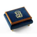 Iconic Royal Blue Lion and Crown Inlay Music Box - On the Wings of Love