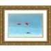 Jaynes Gallery 14x11 Gold Ornate Wood Framed with Double Matting Museum Art Print Titled - Caribbean-Trinidad-Caroni Swamp Scarlet ibis birds in flight