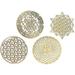 4Pcs Sacred Geometry Wall Art Flower of Life Grid Wooden Decor Wooden Crystal Grid Board Wooden Wall Sculpture