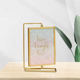 Rotating Photo Frame Decor Metal Bracket Photo Albums Memorial Frame with Glass Front Picture Frame for Tabletop Housewarming Family Love Aureate 23x15.5cm