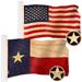 G128 Combo Pack: American USA Tea-Stained Flag 3x5 Ft & Texas Tea-Stained Flag 3x5 Ft | Both ToughWeave Pro Series Embroidered 420D Polyester Embroidered Design Indoor/Outdoor Brass Grommets