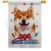 Breeze Decor Patriotic Shiba Inu 2-Sided Polyester 40 x 28 ft. House Flag in Blue/Brown/Red | 40 H x 28 W in | Wayfair BD-DG-IP-US22-BD-120181-H-BO