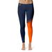 Women's Navy/Orange Bucknell Bison Letter Color Block Yoga Leggings