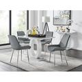 East Urban Home Scottsmoor Modern High Gloss Halo 4 Seater Dining Table Set w/ Luxury Velvet Dining Chairs Wood/Upholstered/Glass/Metal | Wayfair