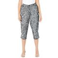 Plus Size Women's Liz&Me® Chino Tab Capri by Liz&Me in Black Stencil Paisley (Size 20 W)