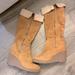 Nine West Shoes | Nine West Chillout Round Toe Tan Wedge Boot 10m | Color: Tan | Size: 10