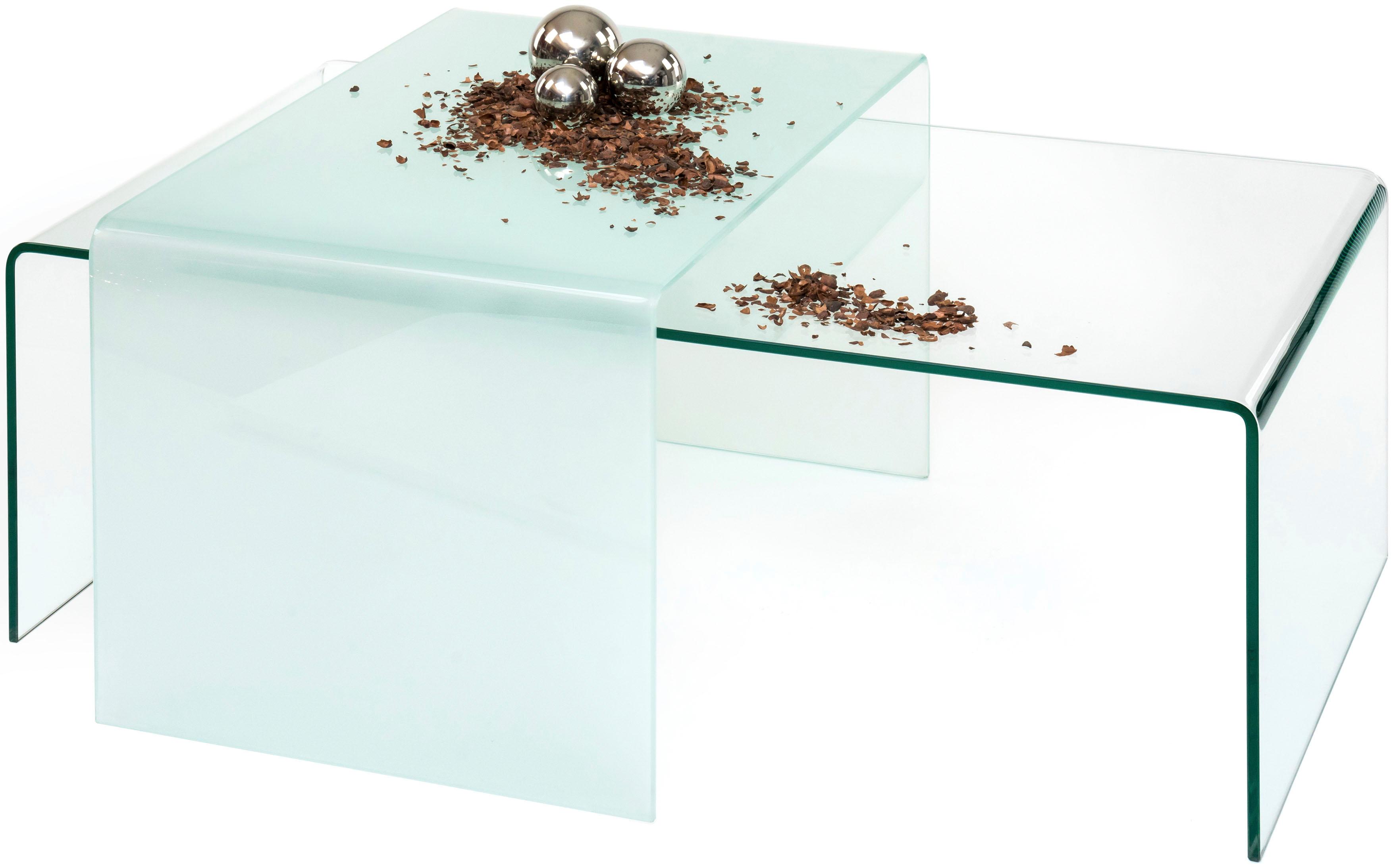 Couchtisch PAROLI, weiß (klarglas, klarglas weiß), B:75cm H:38cm T:60cm, Tische, Couchtisch