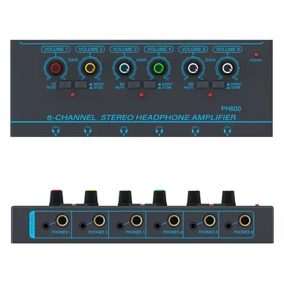 4 6 canaux Stéréo Casque Amplificateur Mini Portable Séparateur D'écouteur Ultra Faible Bruit