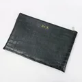 Pochette noire personnalisée en cuir véritable pour femme sac à main enveloppe crocodile en relief