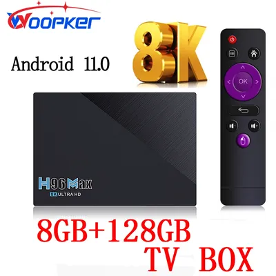 WOOPKER-Décodeur TV H96 Max 3566 Android 11 8 Go 128 Go Allwinner H618 bande de touristes WiFi