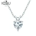 Collier pendentif coeur brillant coupe D document 17.72 " argent 925 diamant Moissanite simulé