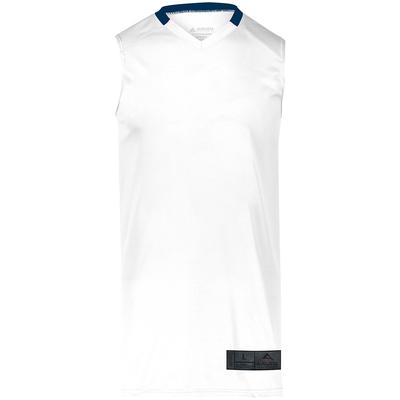 Augusta Sportswear 1731 Athletic Youth Step-Back Basketball Jersey T-Shirt in White/Navy Blue size Small | Polyester