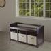 Addison 4-Pc Storage Bench with 3 Foldable Fabric Baskets - 37.4"W x 13.3"D x 20.8"H