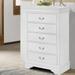 5 Drawer Transitional Chest with Bracket Feet and Hanging Pull, White