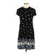 Old Navy Casual Dress - Mini High Neck Short sleeves: Black Floral Dresses - Women's Size Small