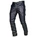 Men Faux Leather Motorcycle Pants Trousers Punk Retro Goth Slim FIit Casual Autumn Winter Long Leather Pants for Men