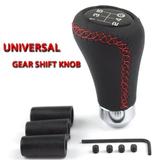 Manual 5 Speeds Car Universal Shifter Leather Red Stitche Gear Stick Shift Knob Metal + Pu leather