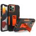 SaniMore for iPhone 14 Pro 6.1 2022 Case Hidden Bracket Magnetic Car Holder Dust Cover 3-layer Heavy Duty Protective Rugged Anti-fall Shock Absorption CoverFor iPhone 14 Pro Black/Orange